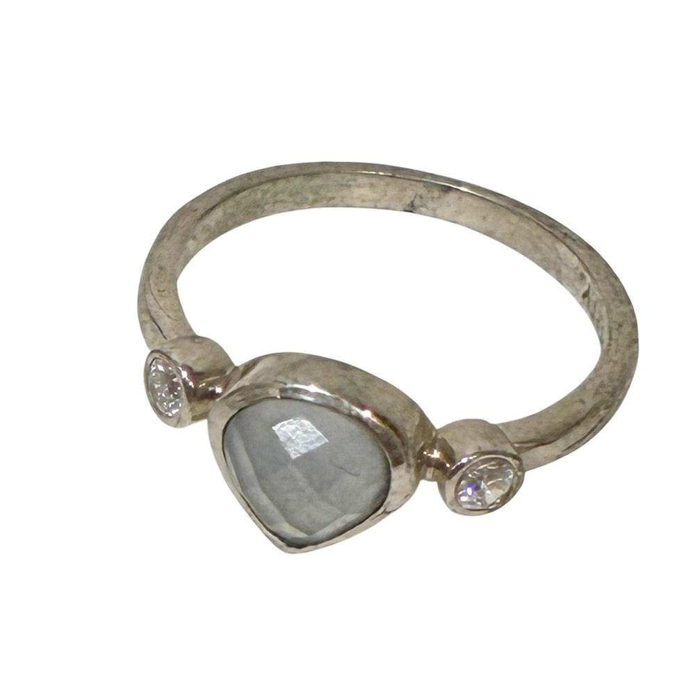 Bomb Party Ring Size 8 ‘Charmed by you’ Genuine Aqua Quartz/Rhodium